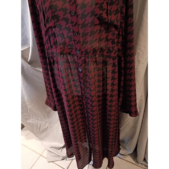 Torrid Sheer Shirt Dress Red Black Check Sz 3x Feminine Fairy Goth - Picture 4 of 14
